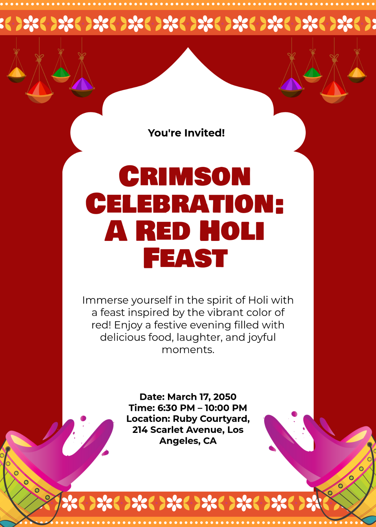 Red Holi Feast Invitation Template - Download | Template.net