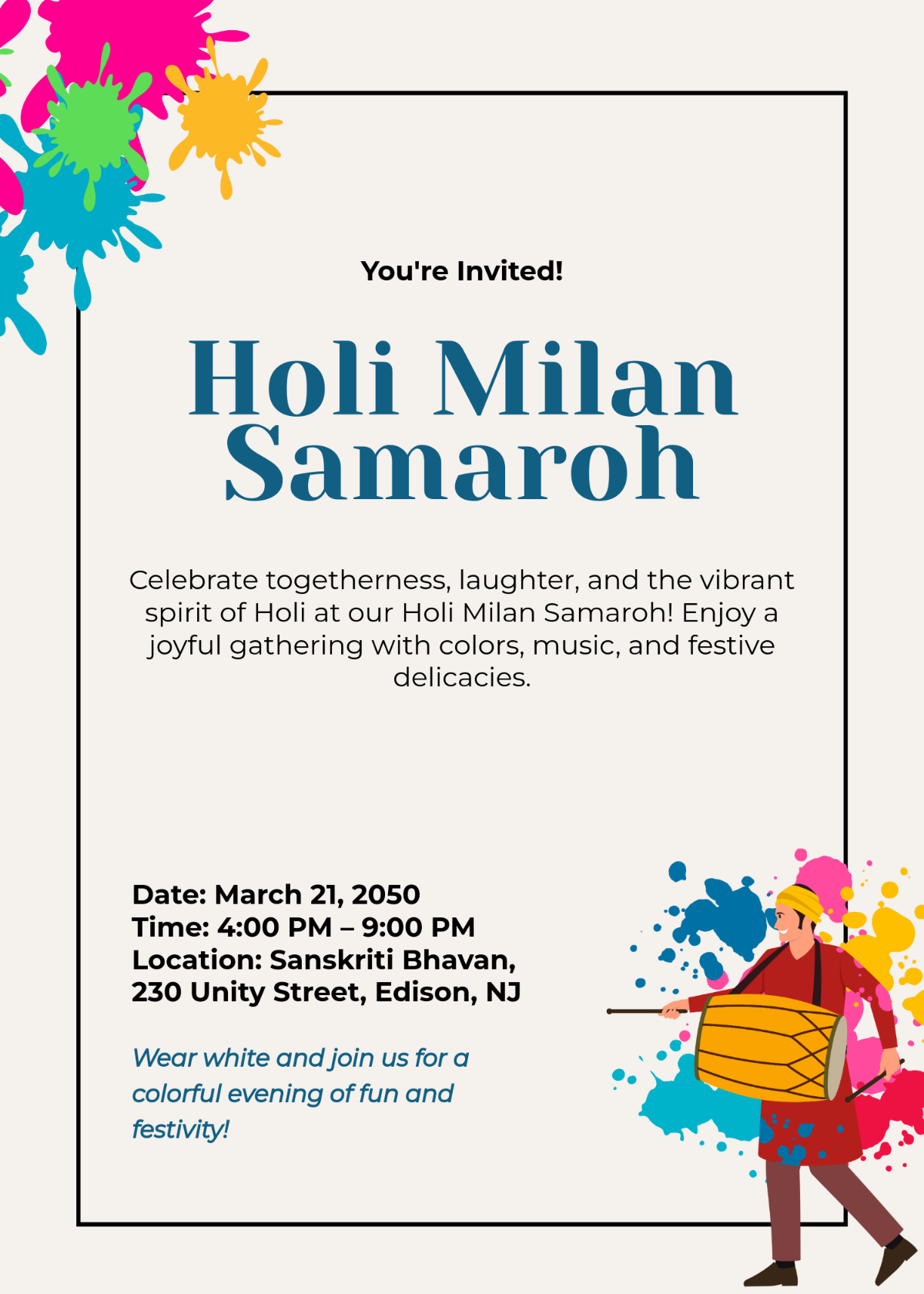 Holi Milan Samaroh Invitation Template - Download | Template.net