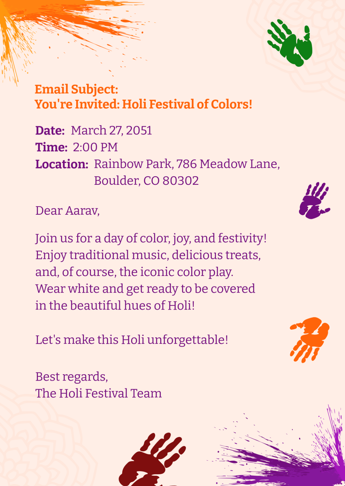 holi flyer template