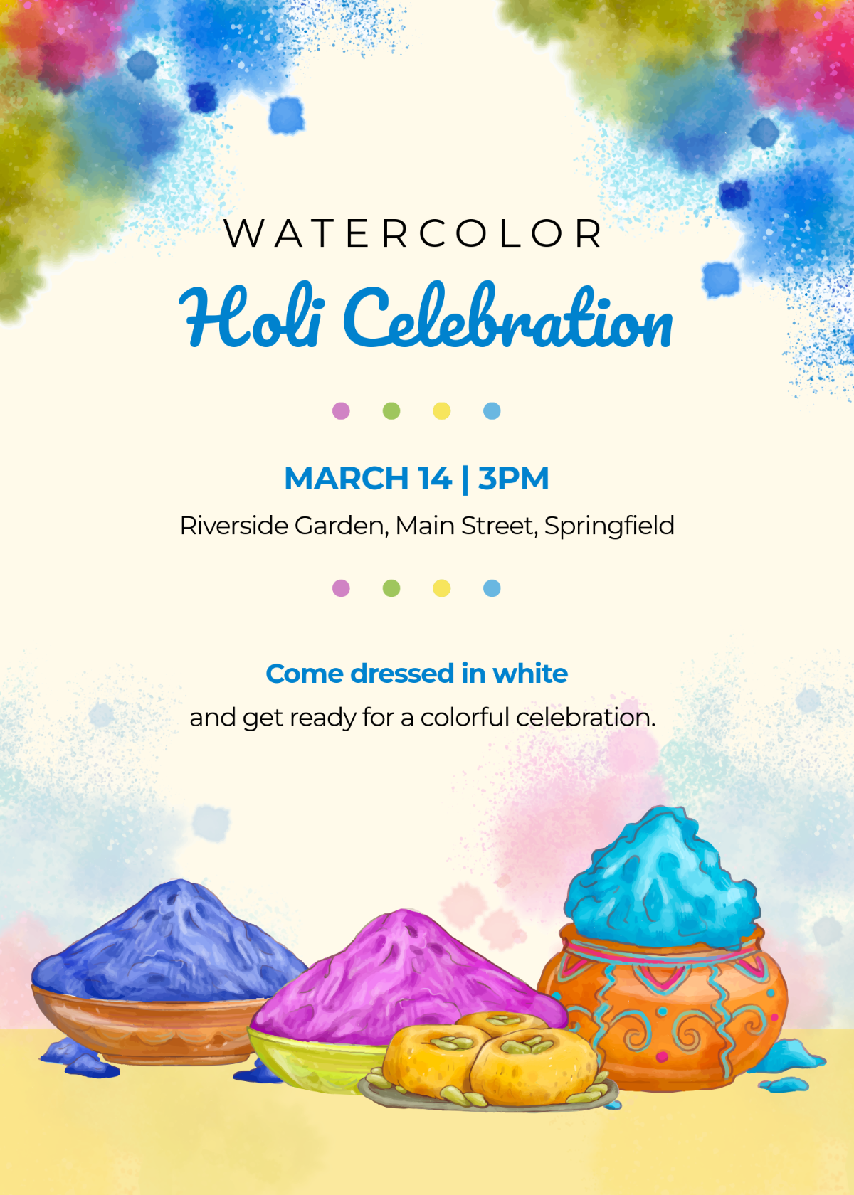 holi invitation card sample