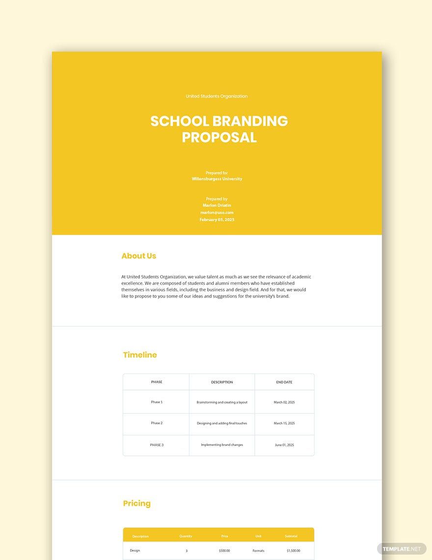 Free School Branding Proposal Template