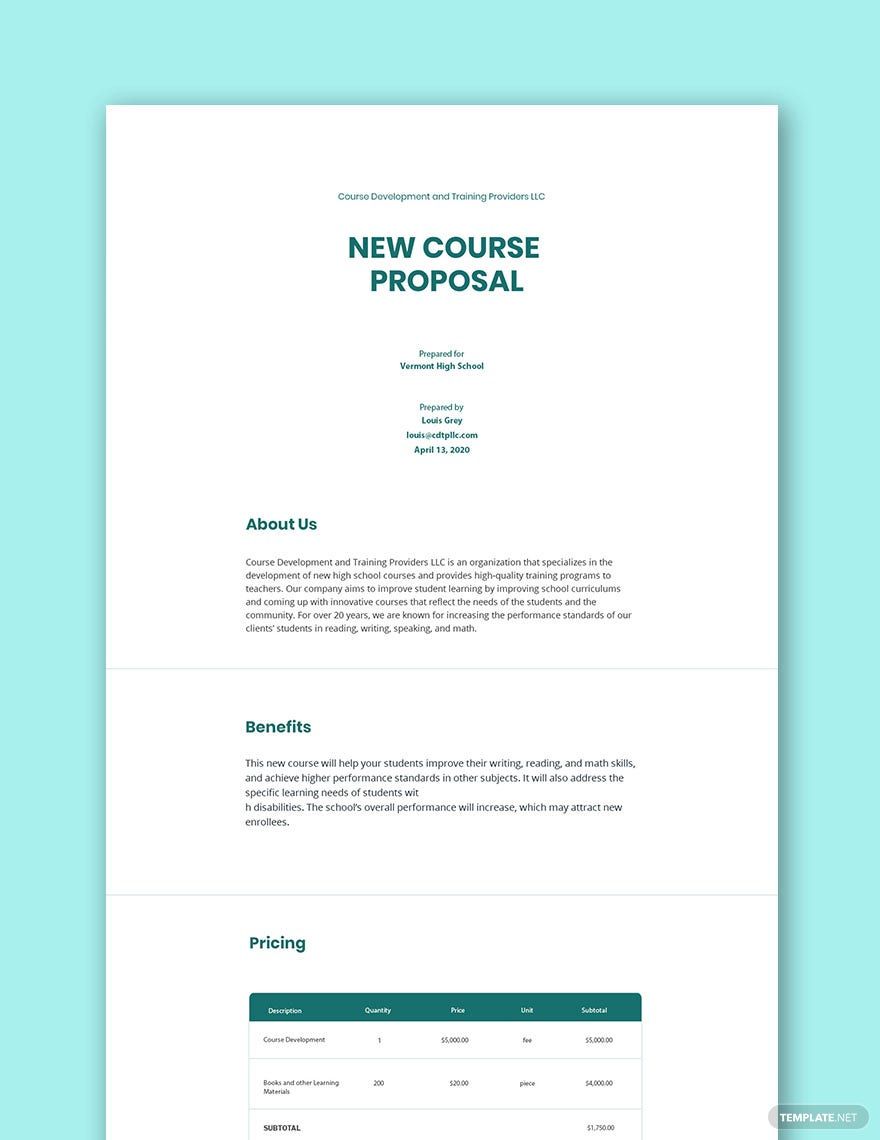 New Course Proposal Template