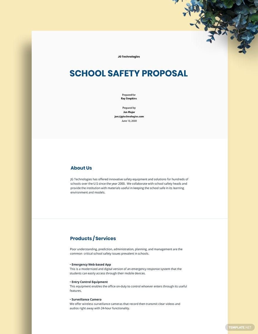 Free School Safety Proposal Template