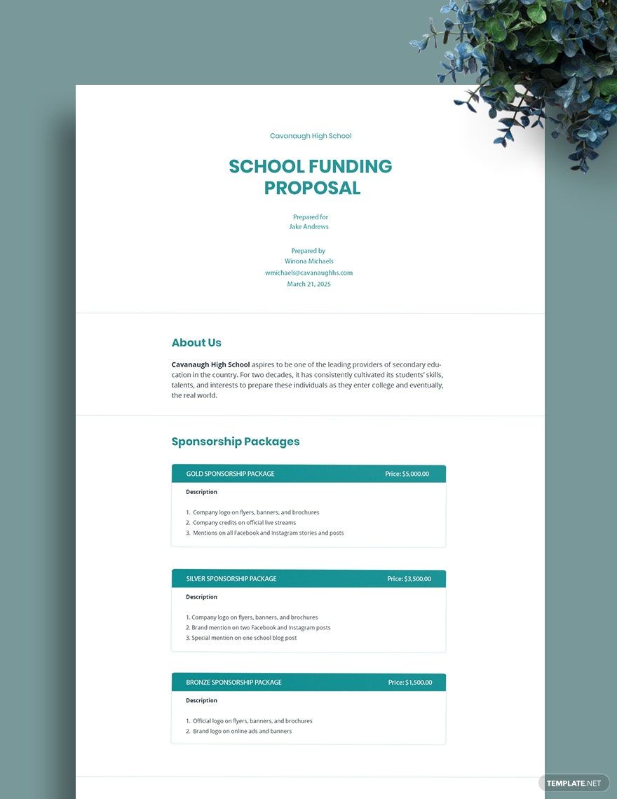 School Funding Proposal Template
