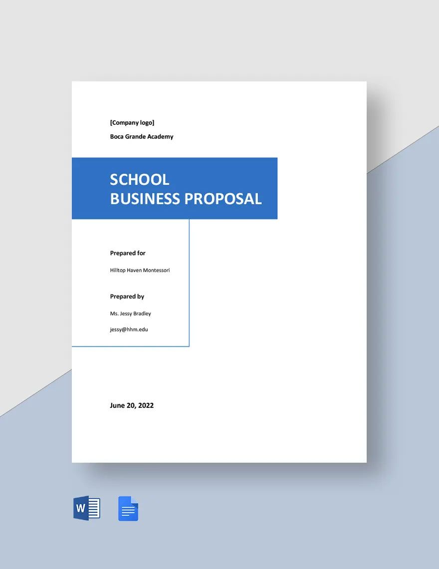Simple School Business Proposal Template