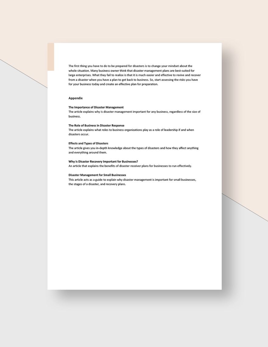 Disaster Management White Paper Template