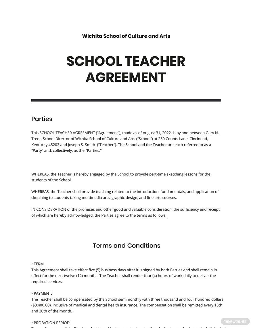 Teacher Contract Template