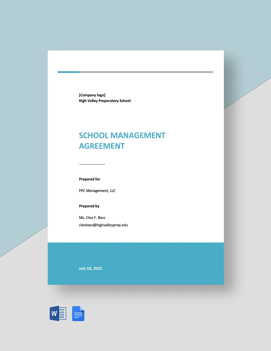 School Management Agreement Template