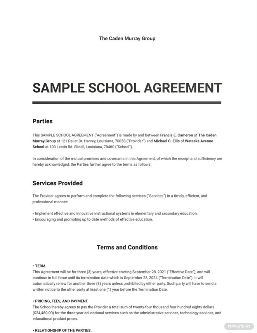 school agreement