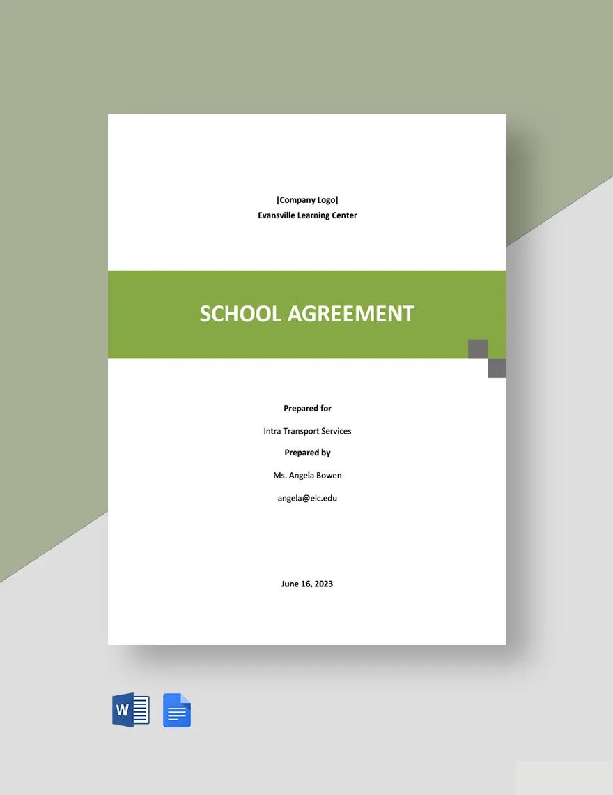 Sample School Agreement Template
