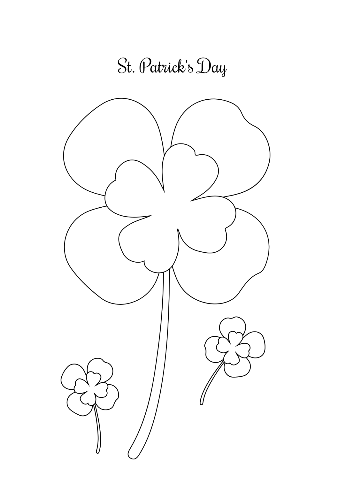 Free St. Patrick's Day Four-Leaf Clover Drawing Template