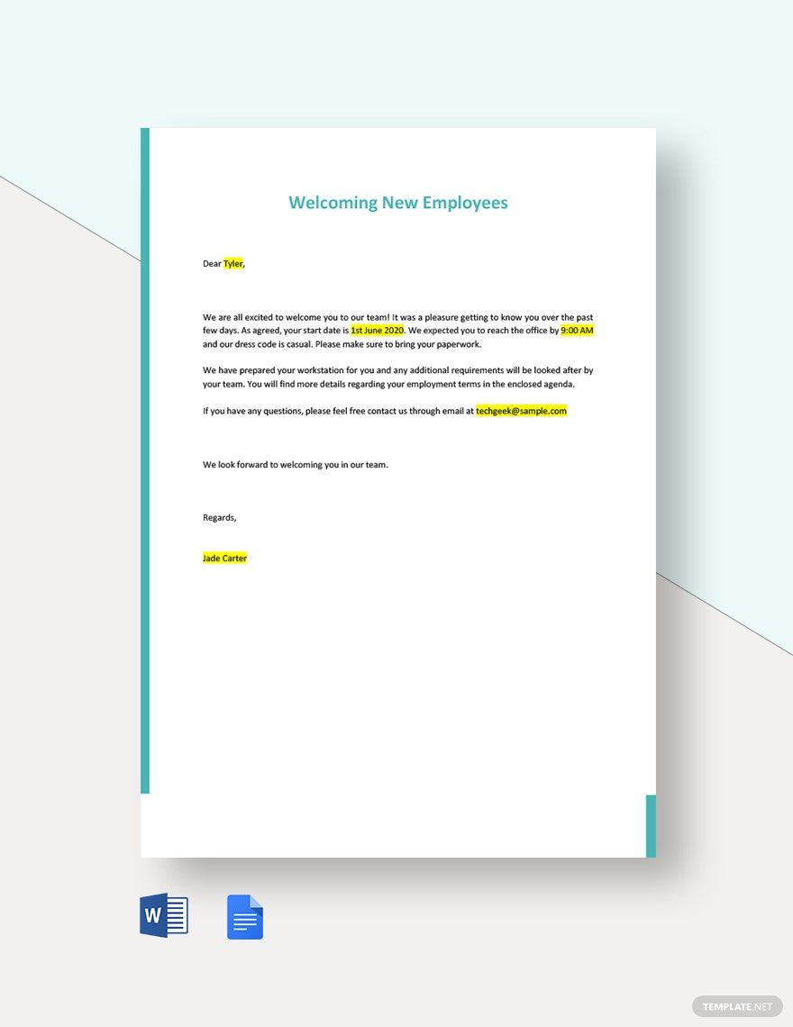 Welcoming New Employees Template