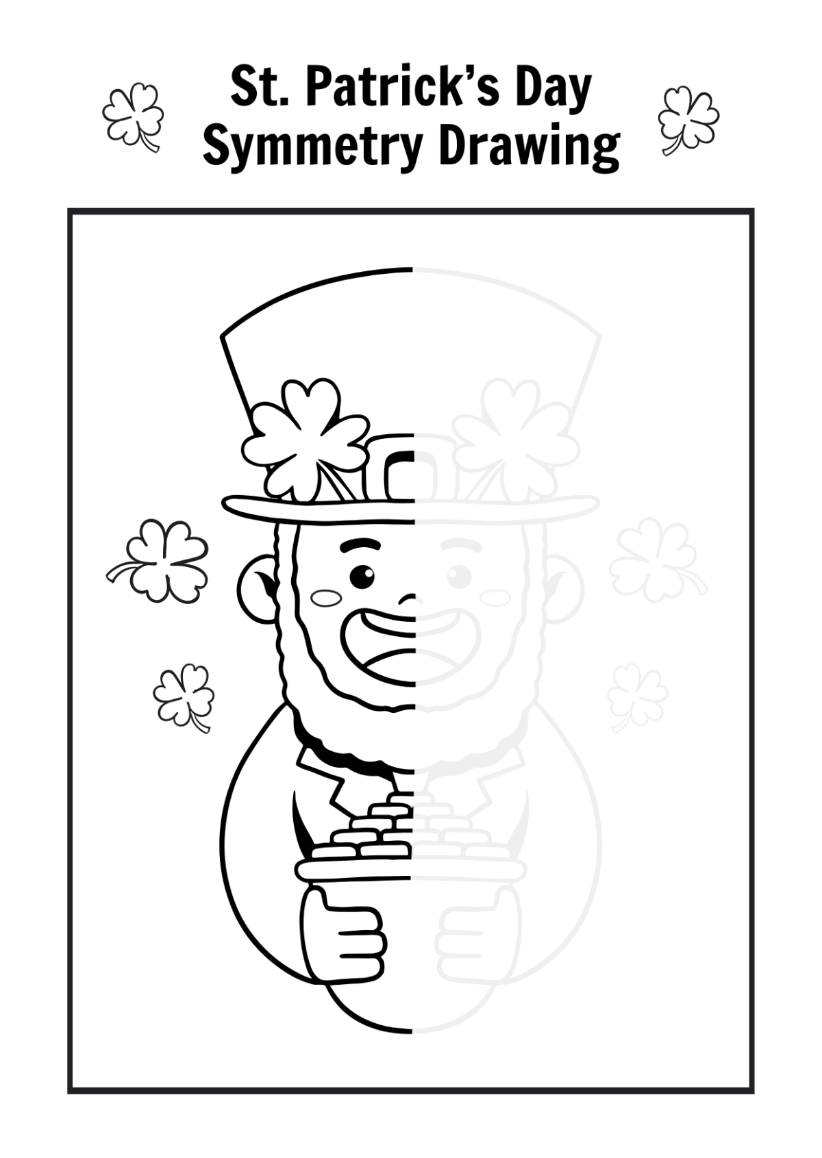 Free St. Patrick's Day Symmetry Drawing Template