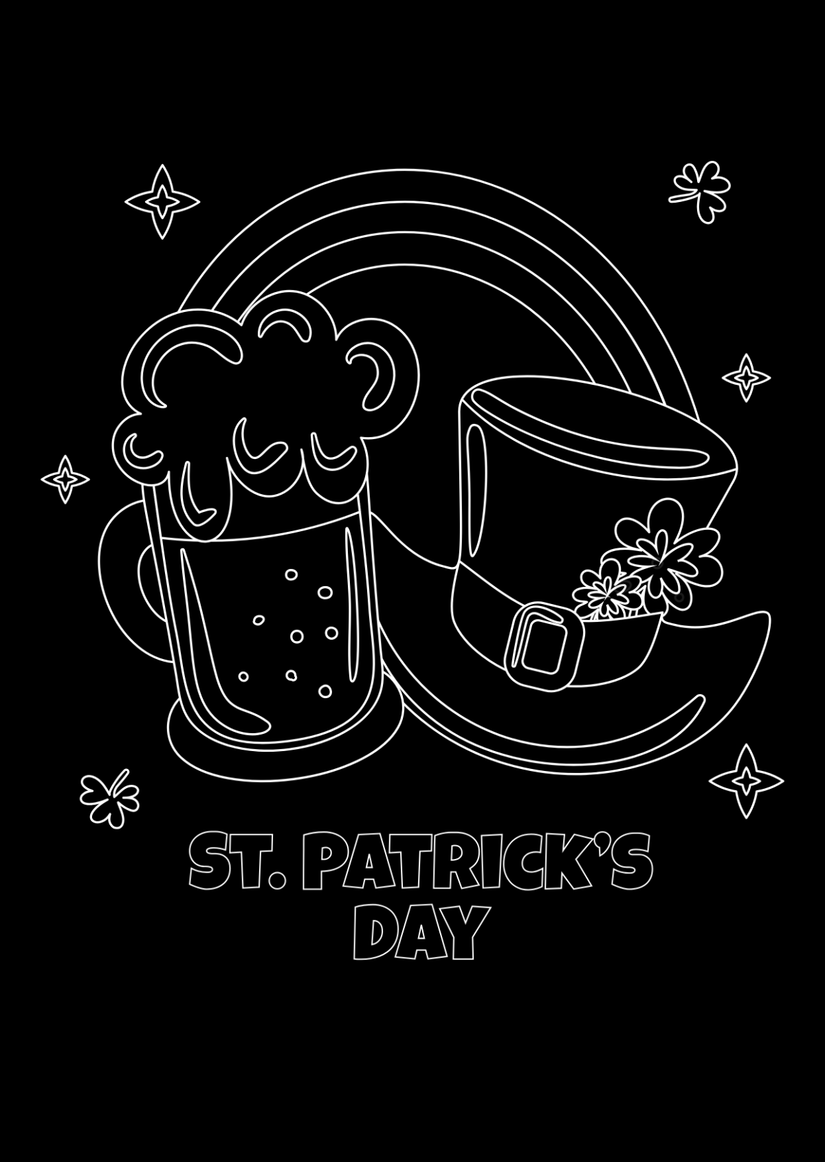 Free Black and White St. Patrick's Day Drawing Template