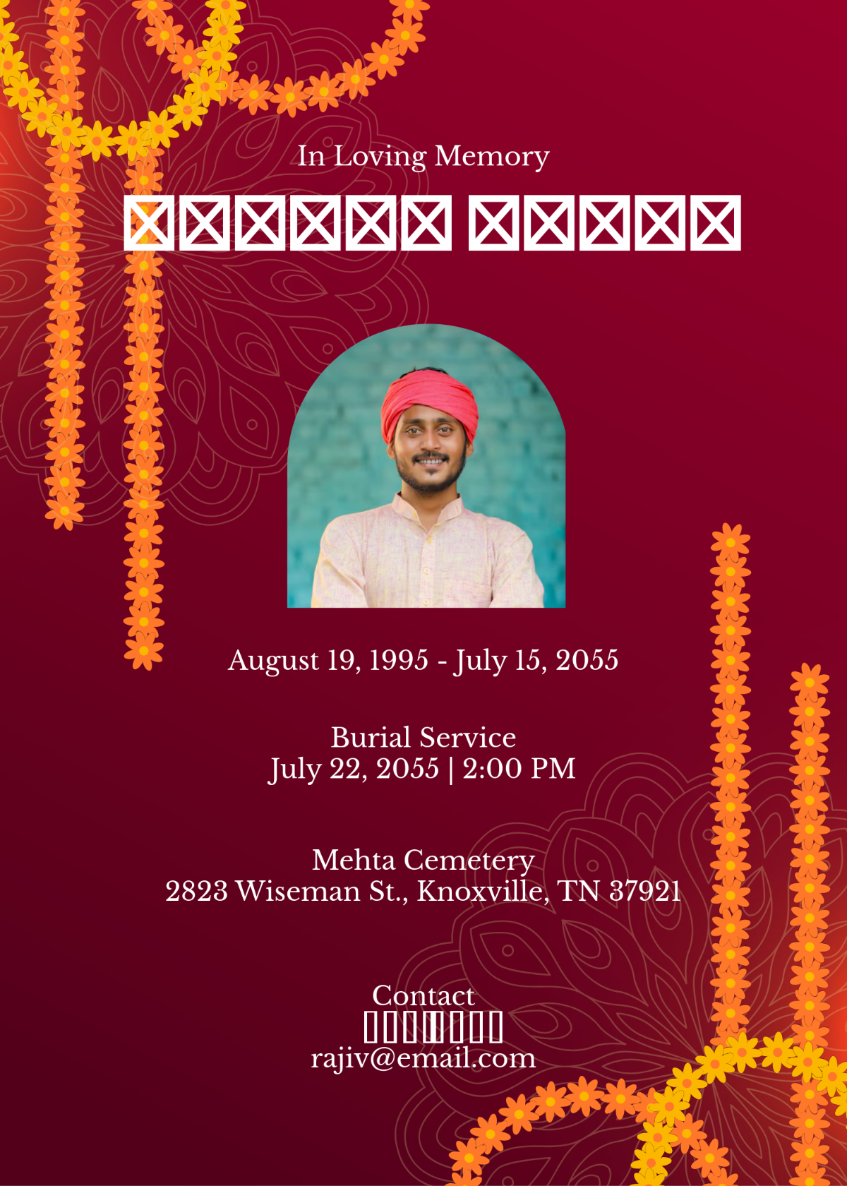 Free Telugu Burial Invitation Template
