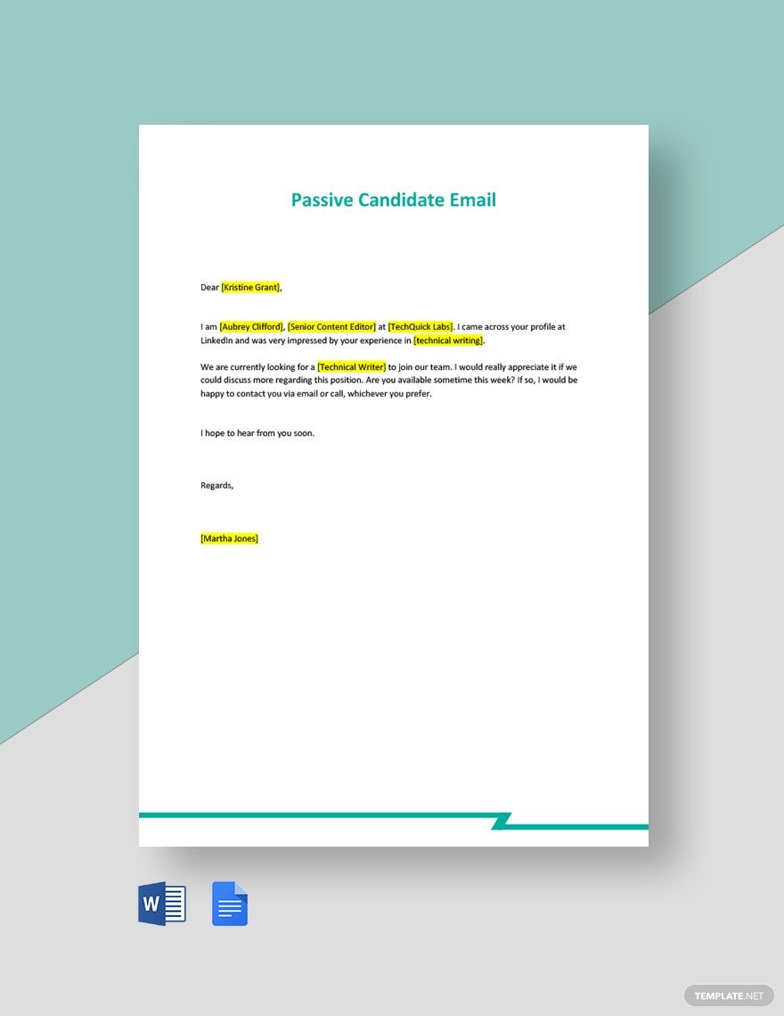 Free Passive Candidate Email Template