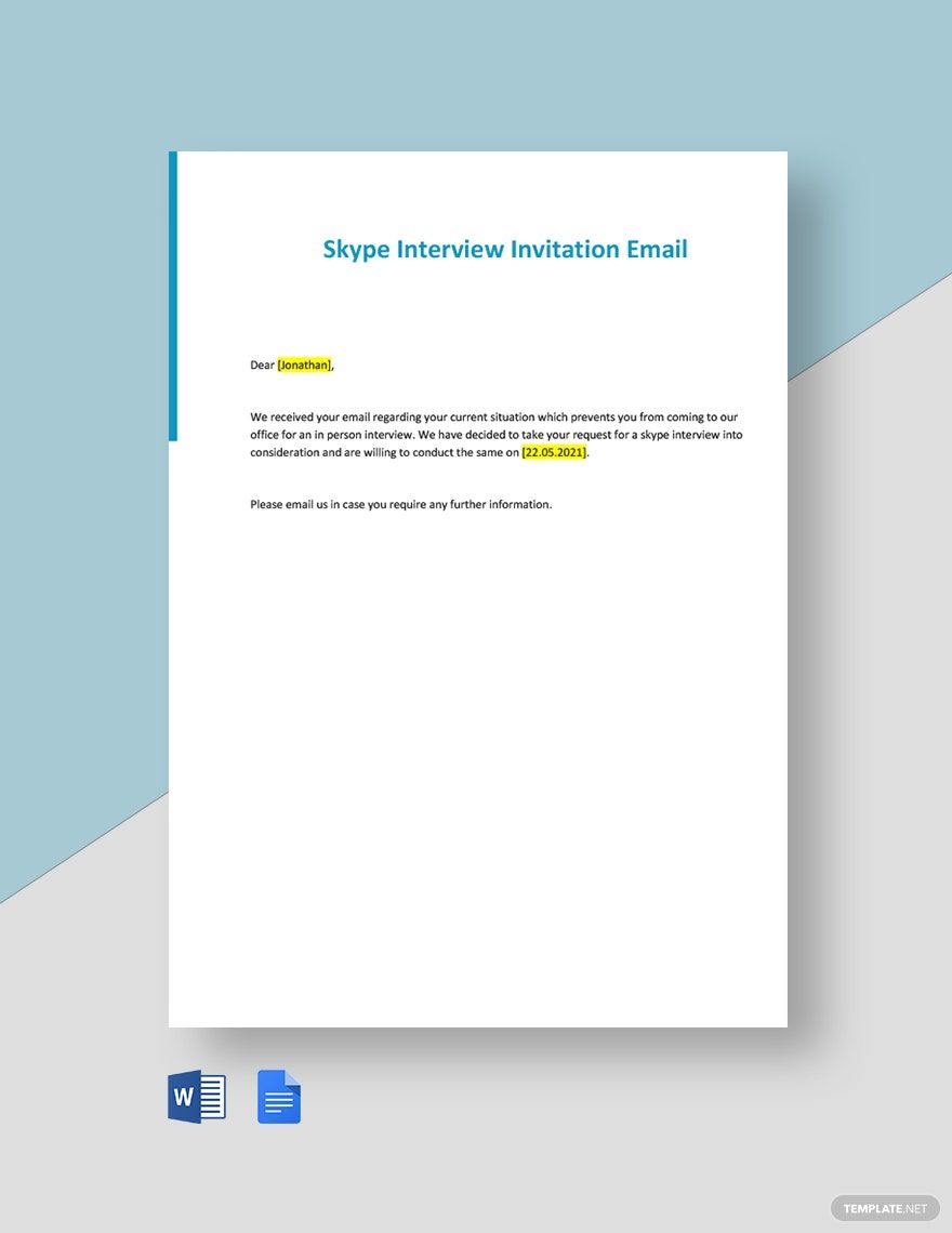Free Skype Interview Invitation Email Template