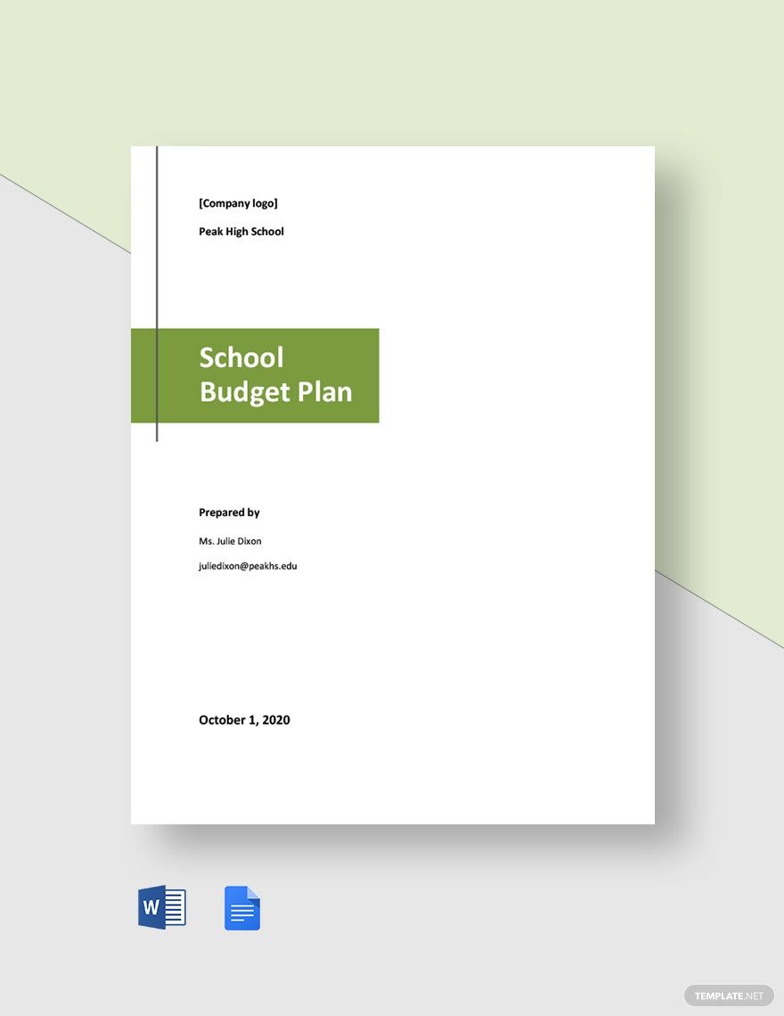School Budget Plan Template