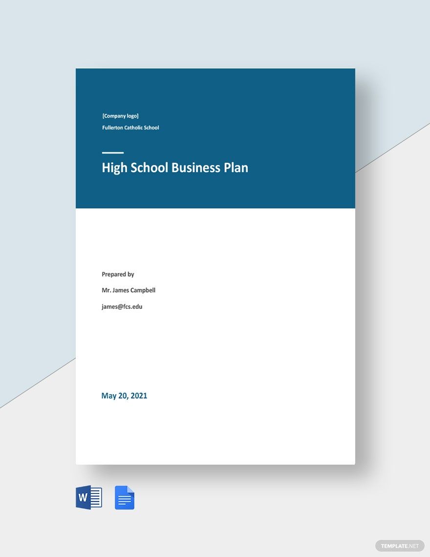 High School Business Plan Template