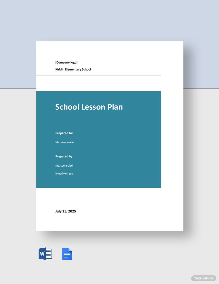 Simple School Lesson Plan Template