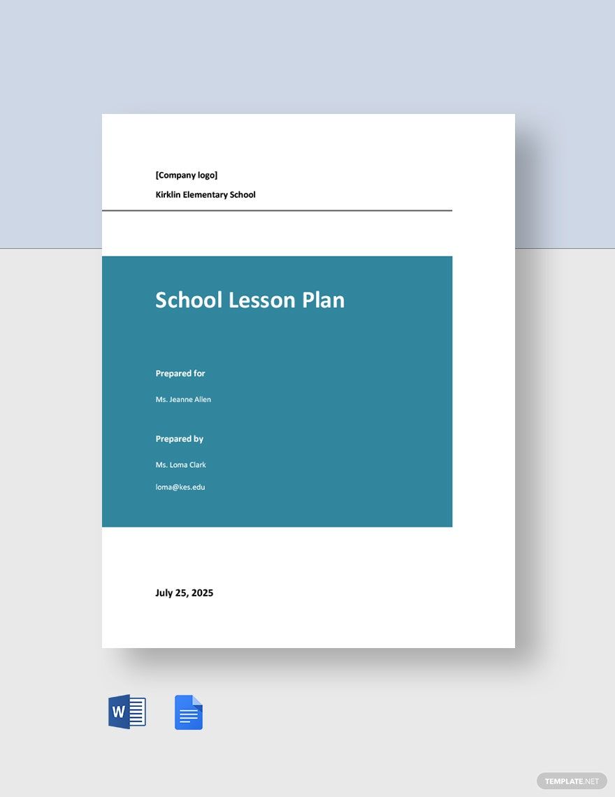 Simple School Lesson Plan Template in Word, Pages, Google Docs - Download | Template.net