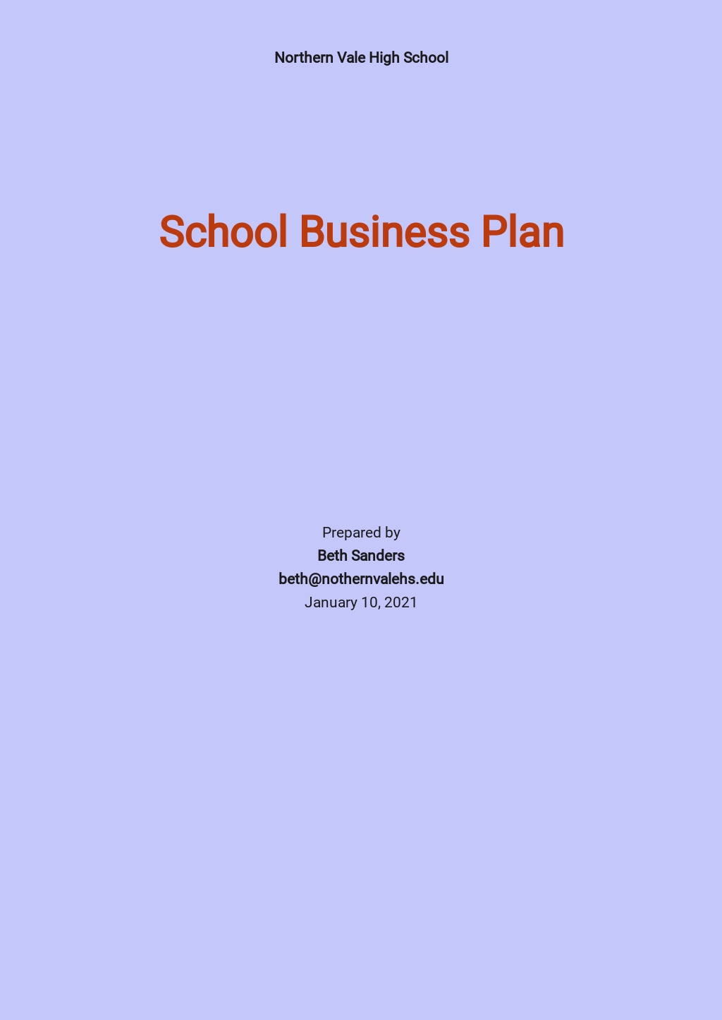 business plan template education