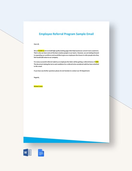 Employee Referral Program Sample Email