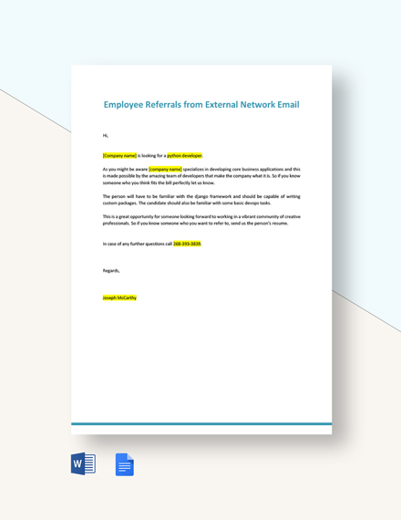 Employee Referrals from External Network Email