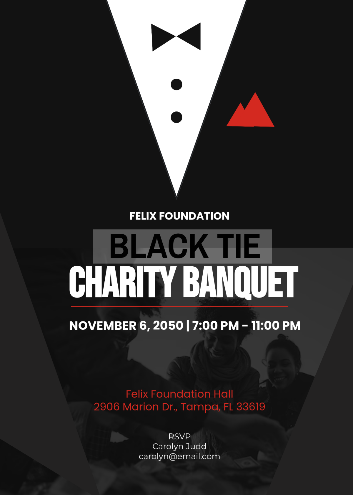 Free Black Tie Charity Invitation Template