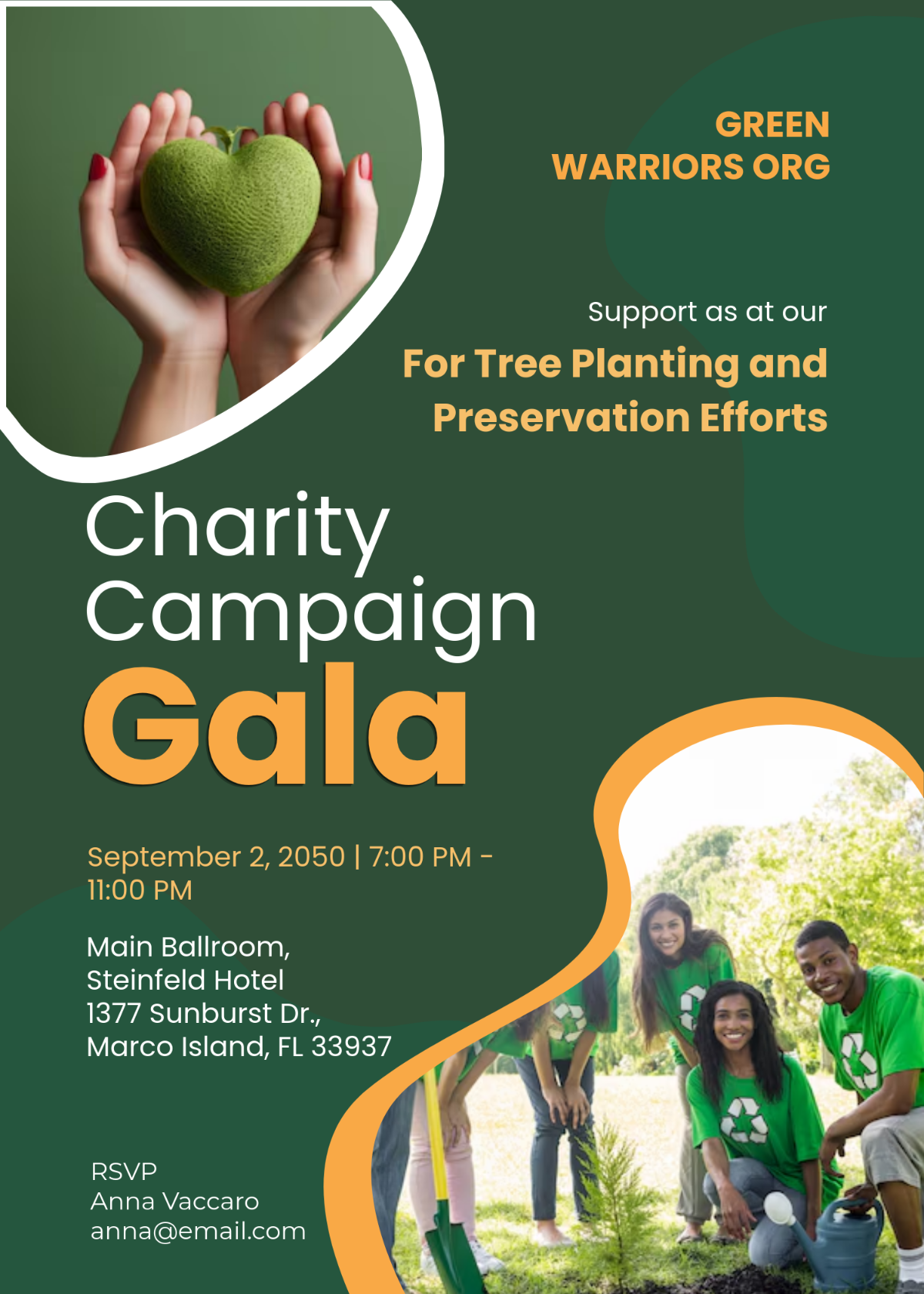 Free Green Gardening Charity Invitation Template