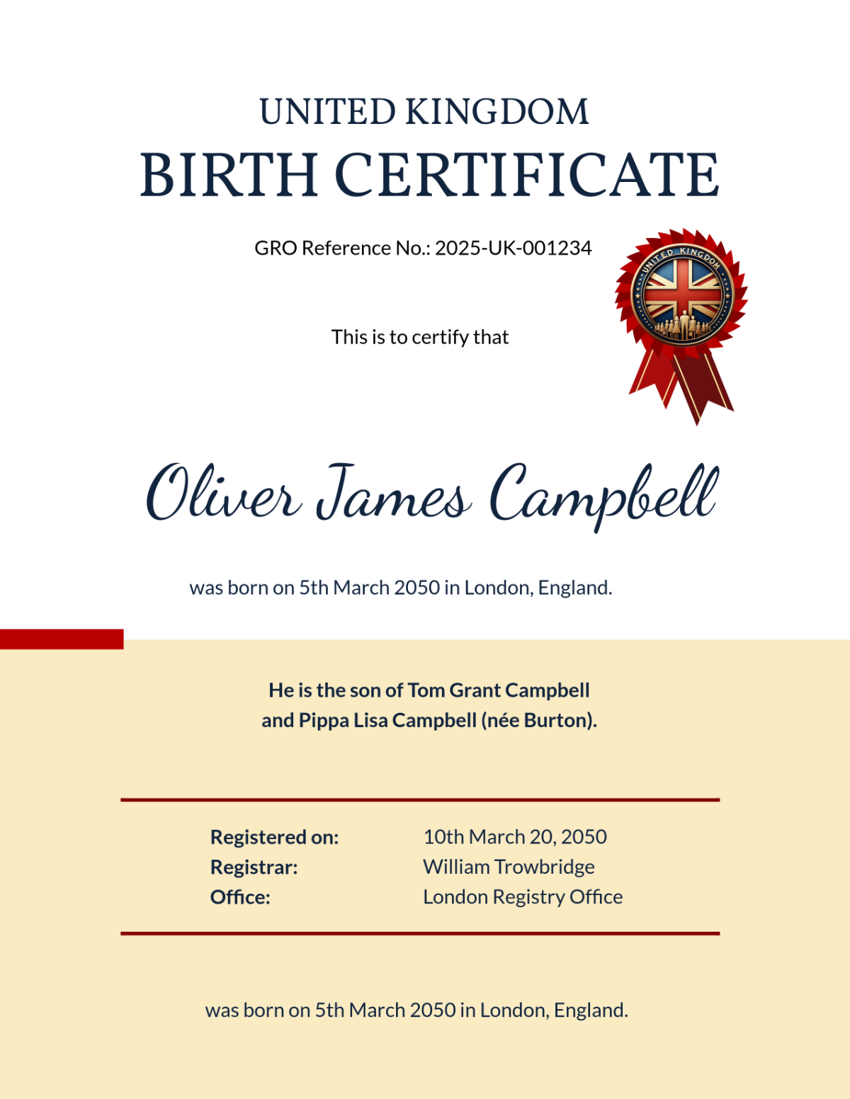 Uk Birth Certificate Sample Uk Birth Certificate Sample