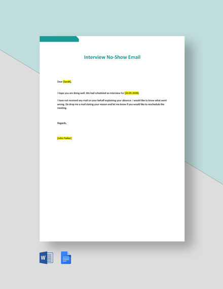 Free Interview No Show Email Template Google Docs Word Template net