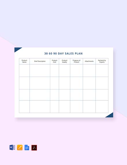 100 Day Sales Plan Template