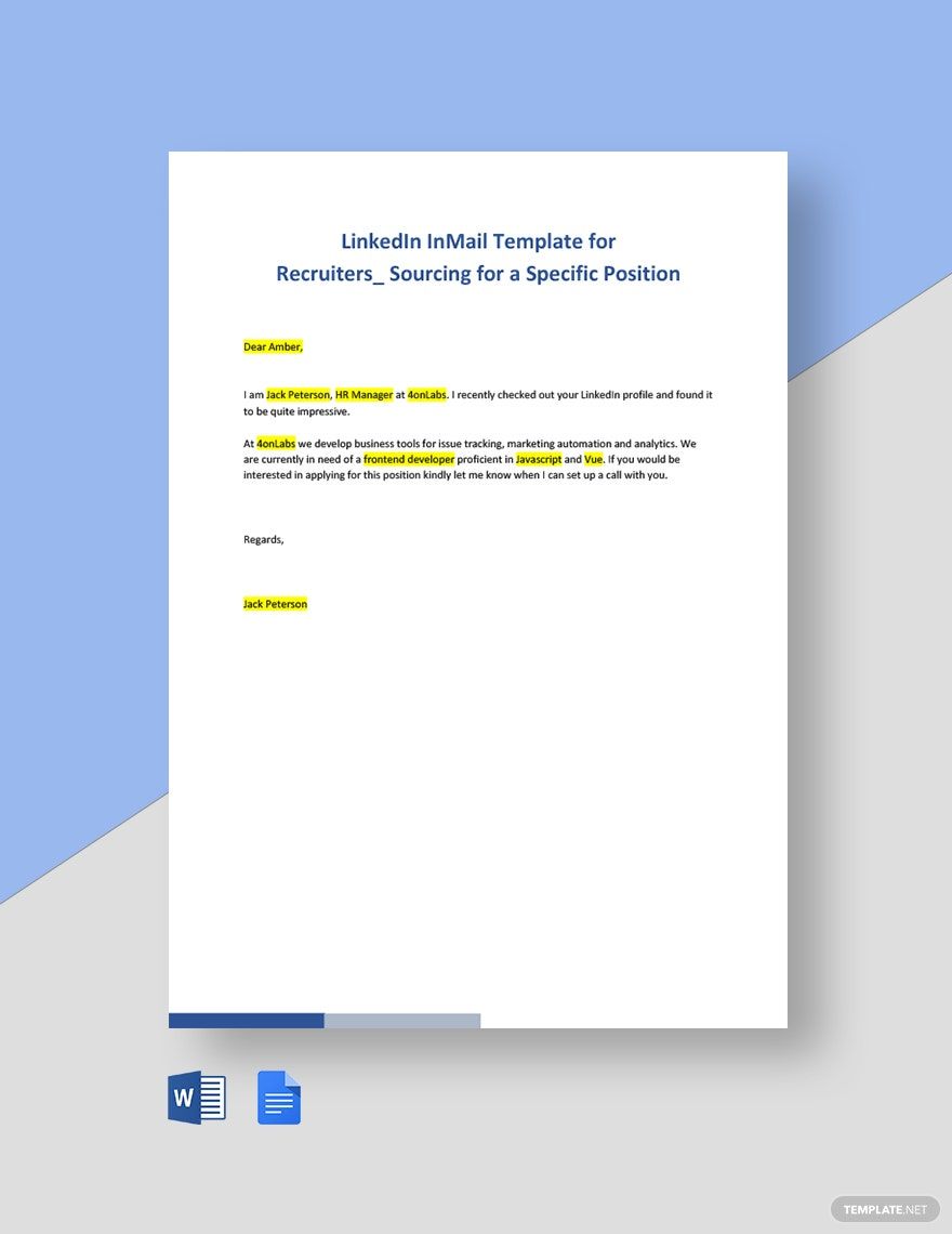 LinkedIn InMail Template for Recruiters_ Sourcing for a Specific Position Template