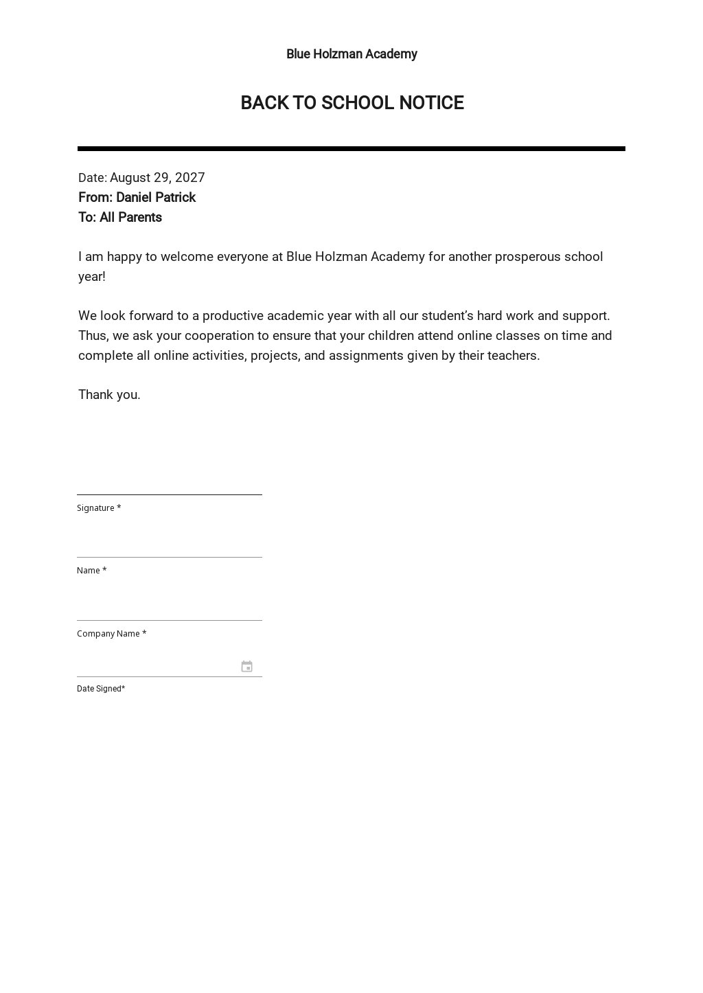 online notice of school assignment august 20 2023