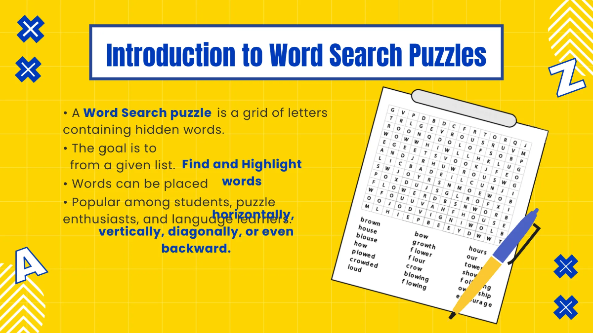 Free Word Search Presentation Template to Edit Online