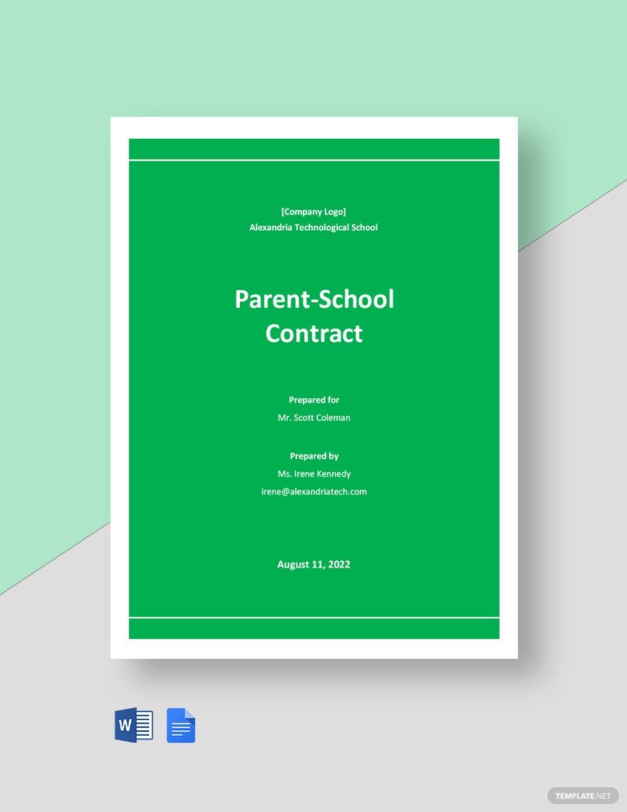 Parent School Contract Template