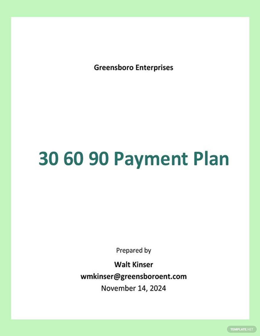 Free 30 60 90 Payment Plan Template