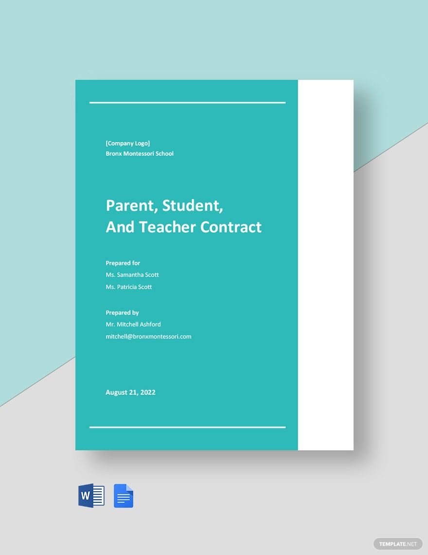 Free Parent Student and Teacher Contract Template