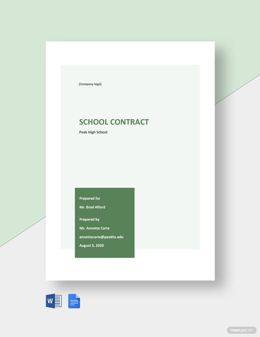 Free Sample School Contract Template