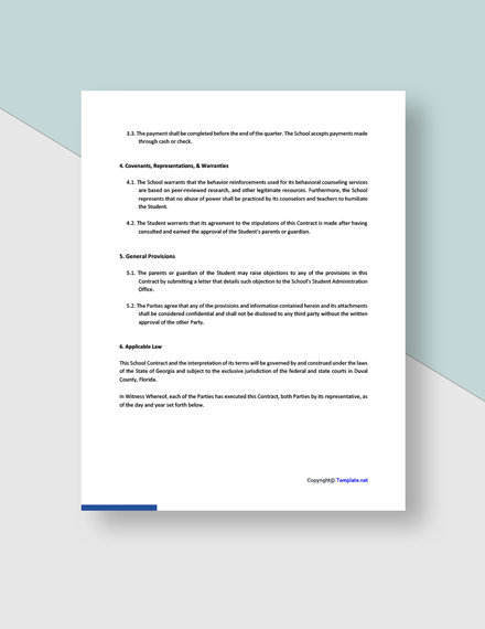 Free Simple School Contract Template - Google Docs, Word | Template.net