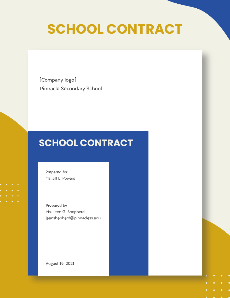 Simple School Contract Template
