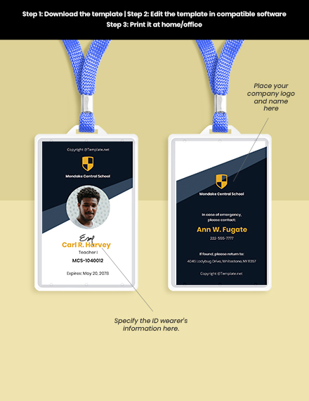 Free Sample School ID Card Template - Illustrator, Word, Apple Pages ...