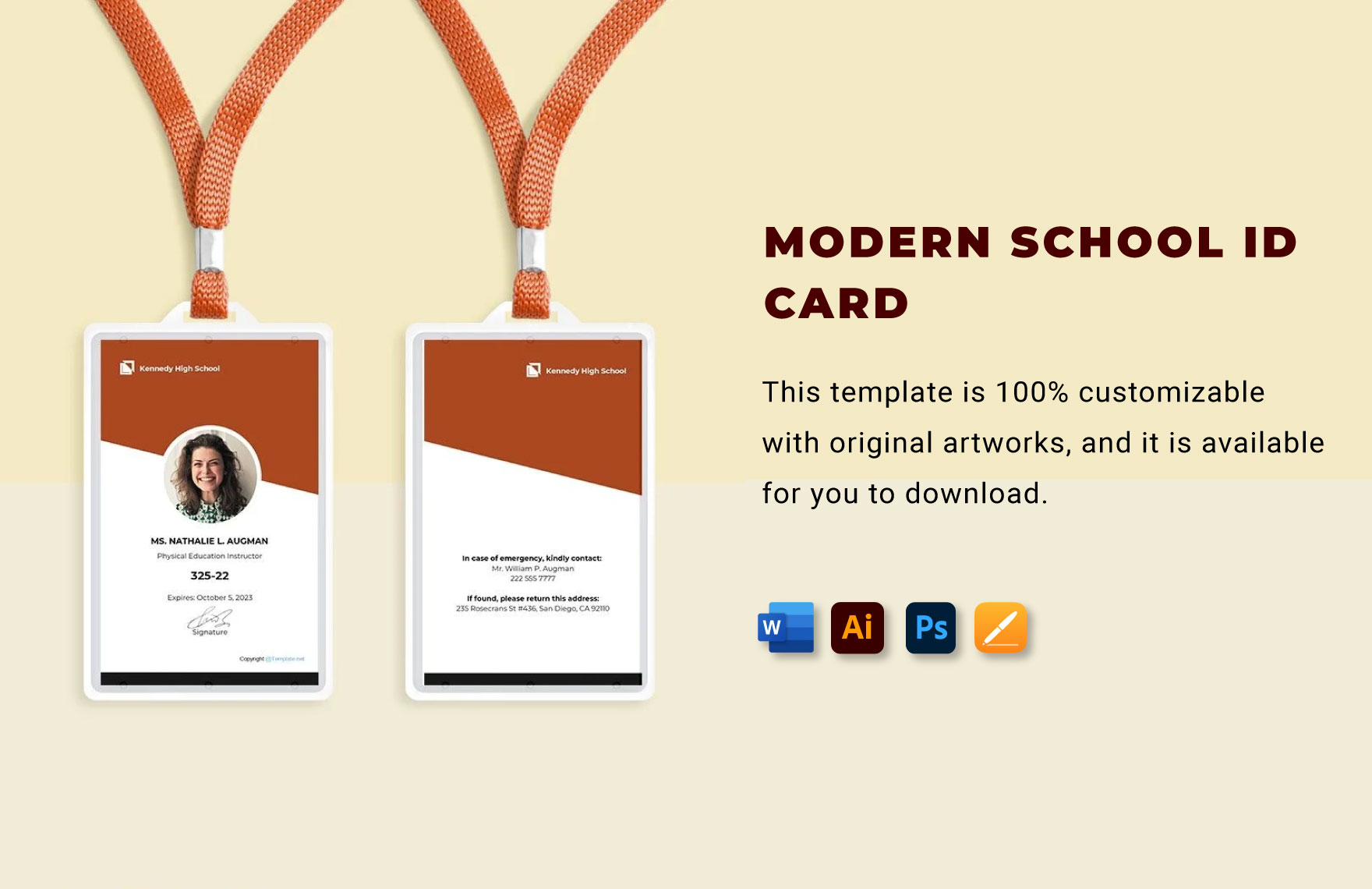 Editable School ID Card Templates In Word To Download