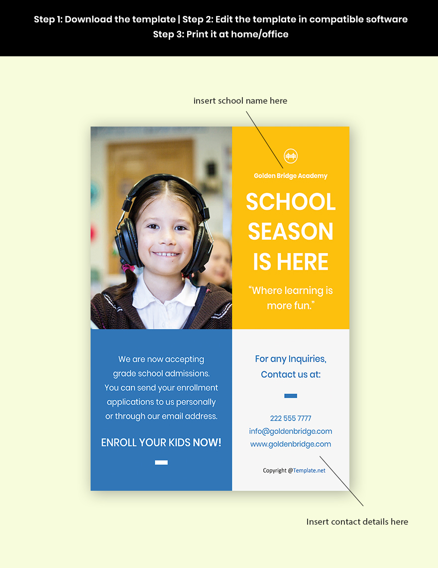 Free Creative School Flyer Template - Illustrator, Word, Apple Pages ...