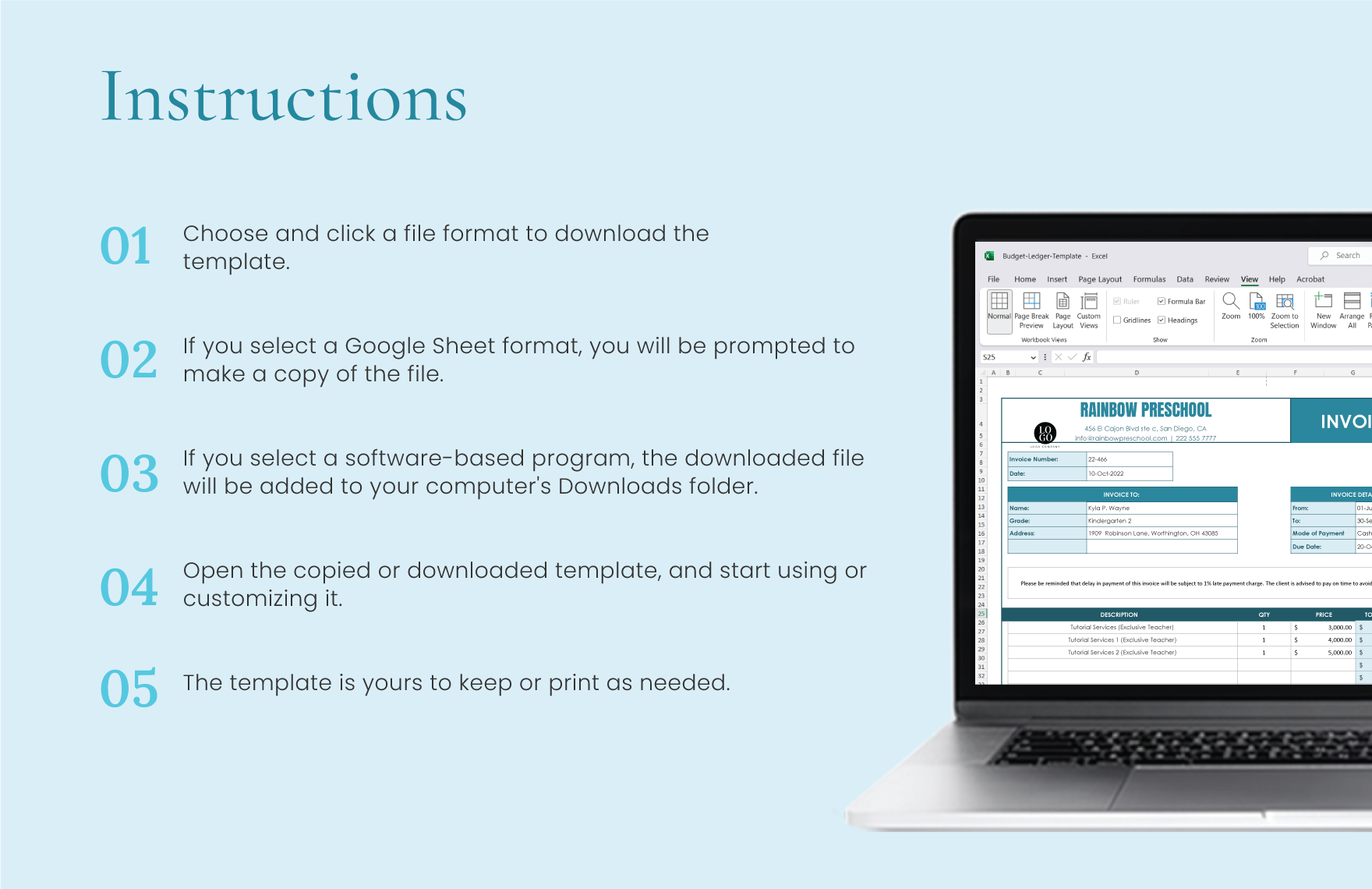 School Teacher Invoice Template