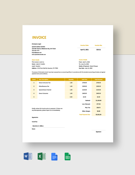 11+ FREE School Invoice Templates [Edit & Download] | Template.net