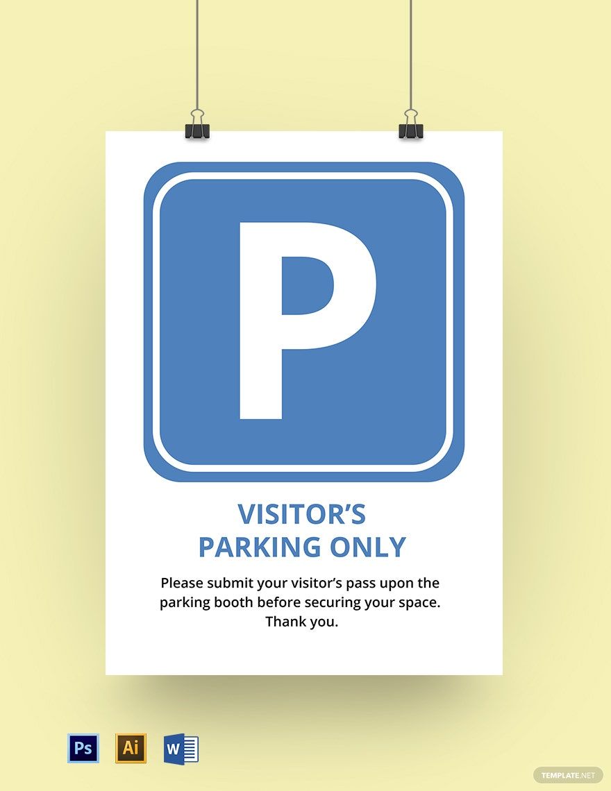 School Visitor Parking Sign Template in PSD, Illustrator, Word - Download | Template.net