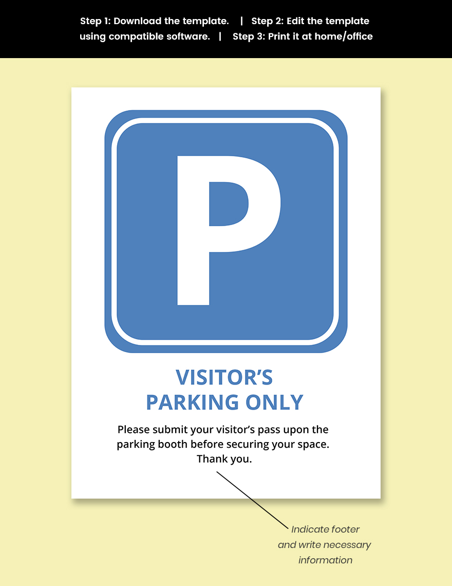 School Visitor Parking Sign Template