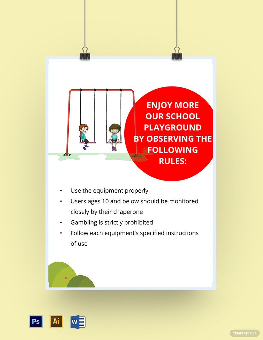 School Playground Signs Template in Word, Illustrator, PSD